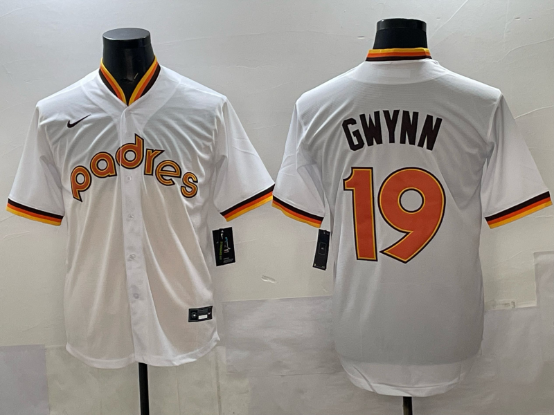 Men 2025 San Diego Padres #19 Gwynn white Nike MLB Jersey 004